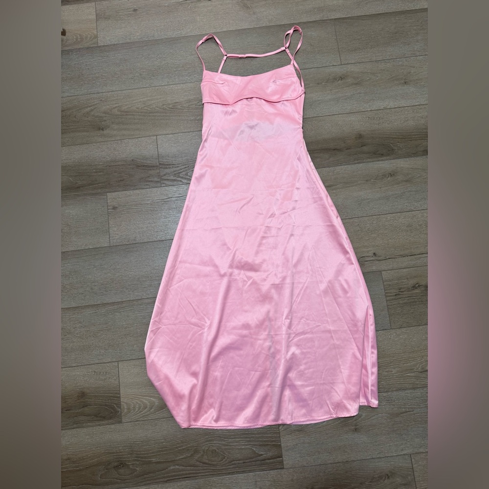 Pink Satin Slip Dress